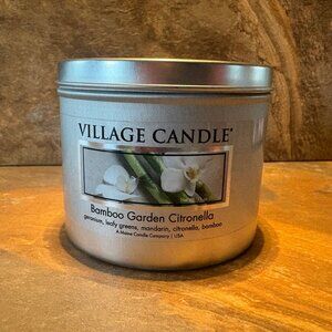 Village Candle BAMBOO GARDEN CITRONELLA 2-Wick Candle Grapefruit Geranium NEW!!
